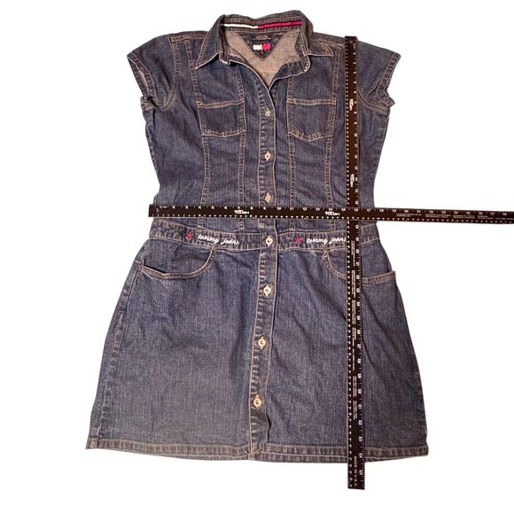 Tommy Girl Denim Shirt Dress w/POCKETS Y2K Retro Casual Utility Button-Up Large - Picture 4 of 11